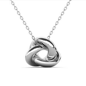 18k White Gold Plated Knot Pendant Necklace